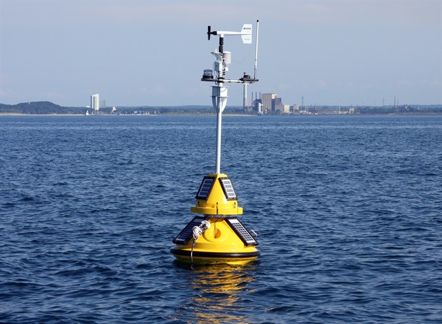 A new buoy four miles off the coast of Michigan City, Ind., in Lake Michigan will provide real-time information on lake conditions for boaters and others just off the shore. (Illinois-Indiana Sea Grant photo/Anjanette Riley)